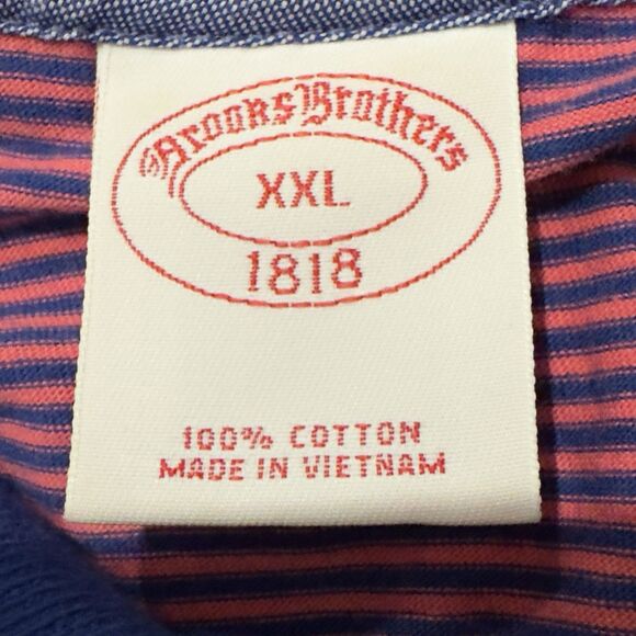 BROOKS BROTHERS Striped Polo Shirt VTG Sz XXL Pink/blue 1818 Embroidered Logo - Picture 3 of 8